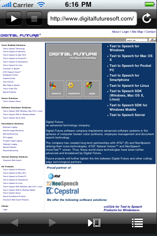 Text-to-Speech Web Reader for iPhone