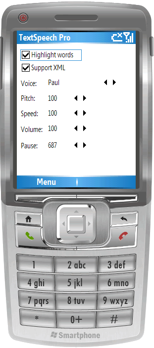 TextSpeech Pro for Windows Mobile Classic (Smartphone)